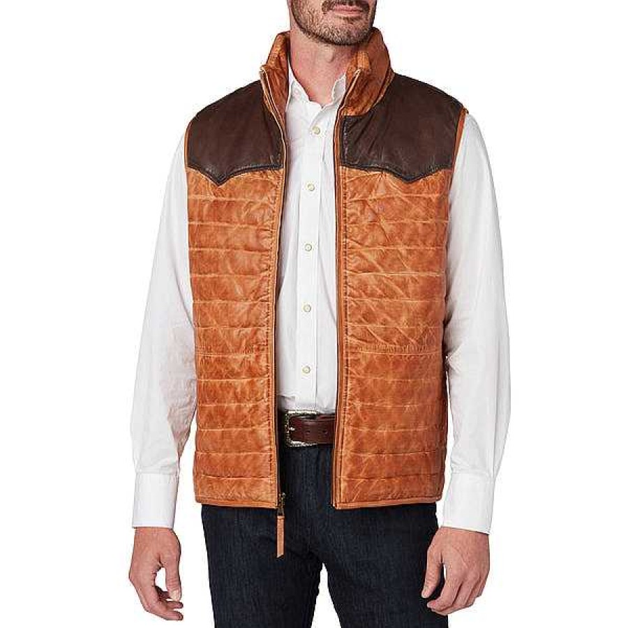 Men Lucchese | Western Yoke Leather Vest