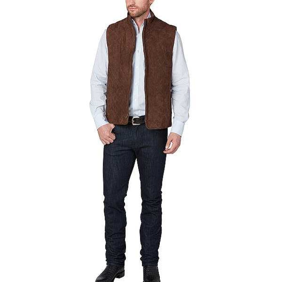 Men Lucchese | Quilted Suede Vest