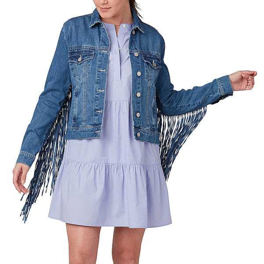 Women Lucchese | Denim Fringe Jacket