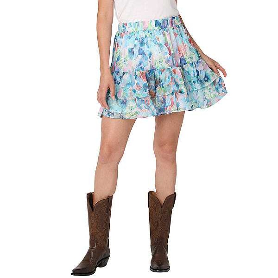 Women Lucchese | Lucchese Ruffle Short Skirt