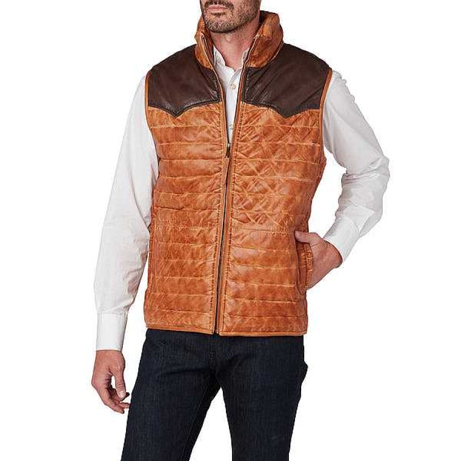 Men Lucchese | Western Yoke Leather Vest