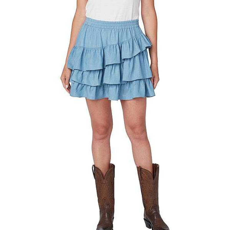 Women Lucchese | Cora Diagonal Ruffle Skirt