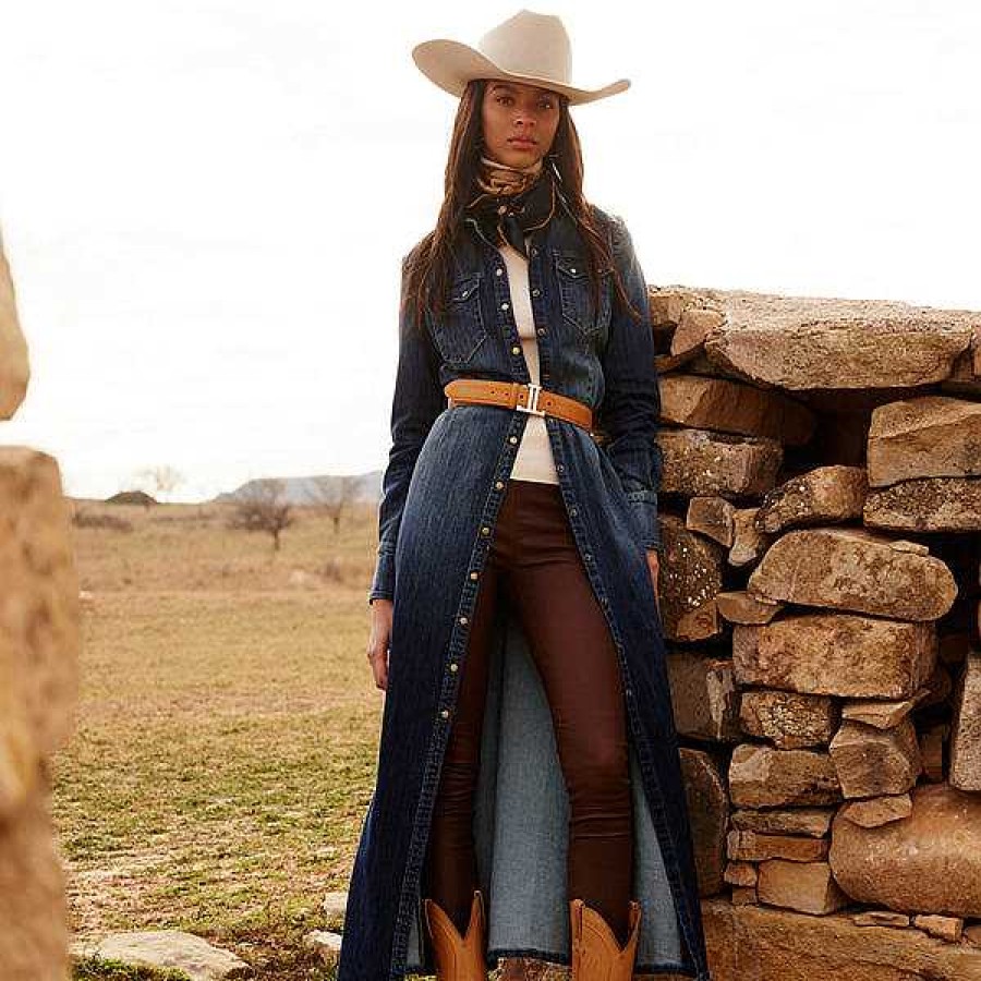 Women Lucchese | Long Denim Duster