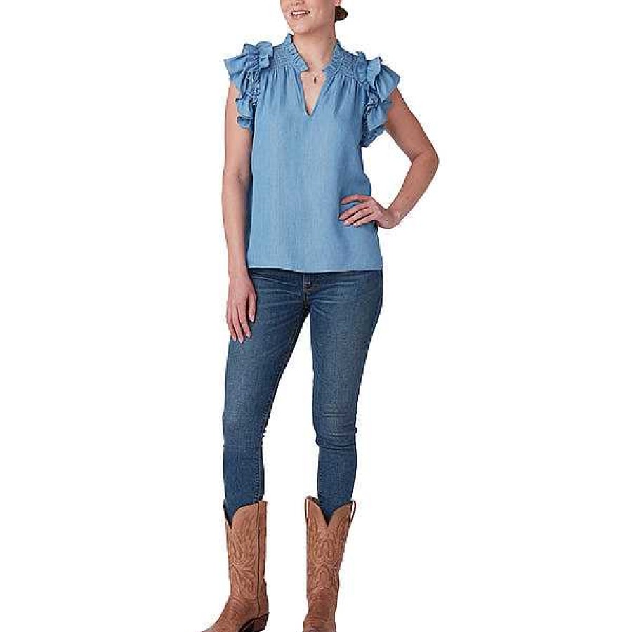 Women Lucchese | Phoebe Ruffle Sleeve Top