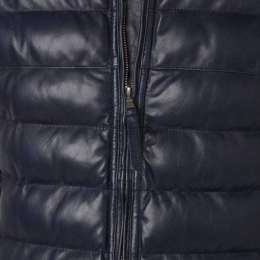 Men Lucchese | Men'S Leather Puffer Vest