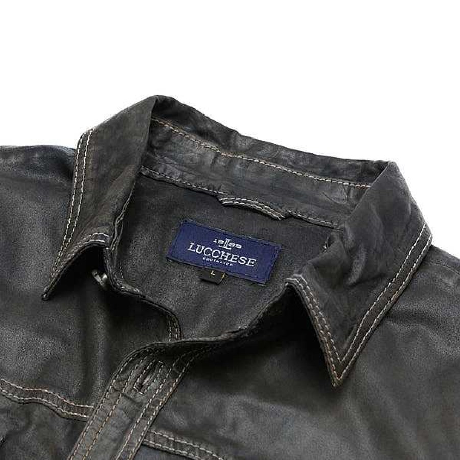 Men Lucchese | Rough Out Leather Jacket